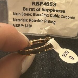 Burst of Happiness Rose Gold & Black Onyx Ring - Size 9